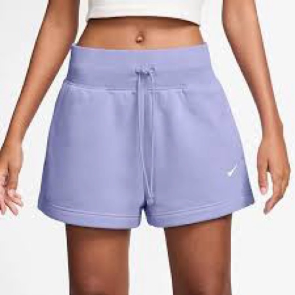Nike Sportswear Phoenix Lavender Purple Drawstring Fleece Athletic Shorts Size S
